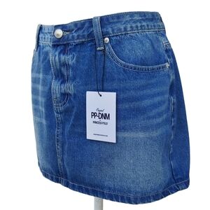 PP-DNM Princess Polly Arrte Mid-Rise Blue Denim Skirt Women's 10 NEW NWT